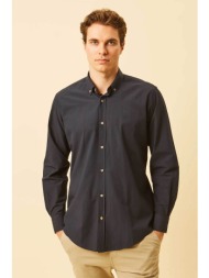 dors ανδρικό πουκάμισο poplin button down με κεντημένο λογότυπο regular fit - 1040001.c02 μαύρο