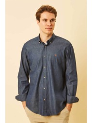 dors ανδρικό denim πουκάμισο button down με κεντημένο λογότυπο regular fit - 1040003.c01 denim blue 