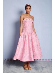 sister jane γυναικείο αμάνικο φόρεμα maxi jacquard `dream` - drd729pnk ροζ