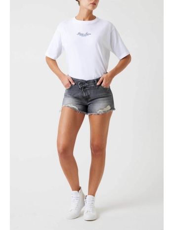 guess γυνακείο denim σορτς ψηλόμεσο crossover πεντάτσεπο σε προσφορά