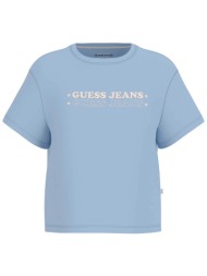 guess γυναικείο t-shirt με logo print boxy fit - w6gi04k8hm0 μπλε ανοιχτό