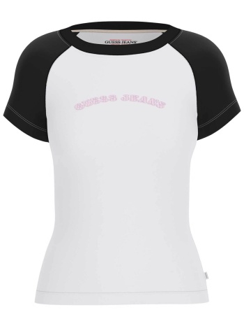 guess γυναικείο t-shirt με διχρωμία και λογότυπο slim fit  σε προσφορά