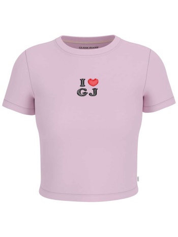 guess γυναικείο t-shirt cropped με print slim fit  σε προσφορά