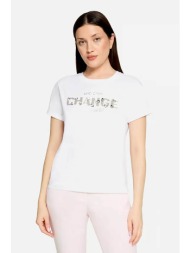 betty & co γυναικείο t-shirt με lettering από στρας - 2425/3365 λευκό
