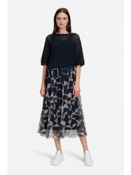 betty & co γυναικεία midi φούστα με ελαστική μέση και all-over print - 9041/3063 μπλε σκούρο