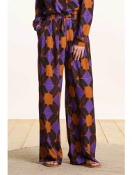 la fée maraboutée γυναικείο παντελόνι με all-over print wide fit - fl-pa-fecamp-v καφέ