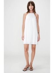 grace & mila γυναικείο mini φόρεμα πλισέ με halter λαιμόκοψη `wilona` - wilona κρέμ
