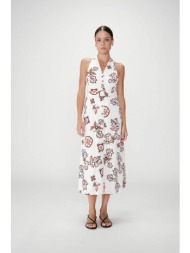 grace & mila γυναικείο midi φόρεμα σεμιζιέ με floral print `wink` - wink εκρού