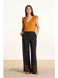 la fée maraboutée γυναικείο παντελόνι με all-over print wide fit - fl-pa-pacoa-o μαύρο