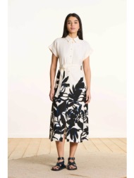 la fée maraboutée γυναικείο midi φόρεμα σεμιζιέ με all-over print - fl-ro-fatou-f μαύρο