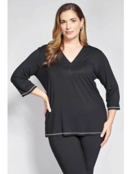 parabita γυναικεία μπλούζα lurex με contrast τελειώματα - 012610100207 μαύρο