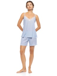 pink label γυναικείο babydoll `geo` - s1587 σιελ
