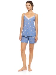 pink label γυναικείο babydoll `dalmatian denim` - s1562 μπλε