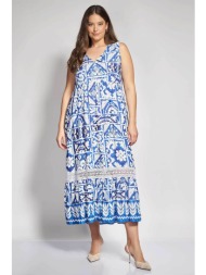 parabita γυναικείο midi αμάνικο φόρεμα με floral print - 012610600189 μπλε