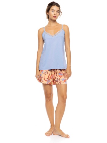 pink label γυναικείο babydoll `tropical flower` - s1611 μπλε σε προσφορά