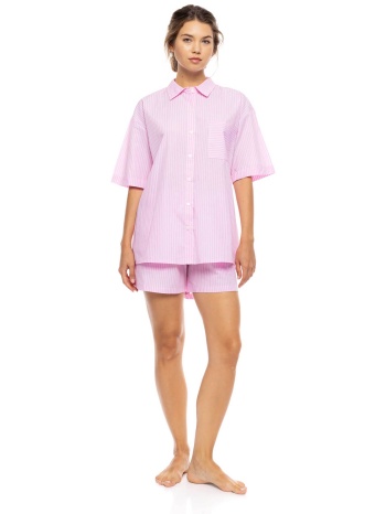 pink label σετ γυναικείες πιτζάμες με σορτς `duo stripe`  σε προσφορά