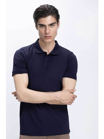 commander ανδρική μπλούζα πόλο μονόχρωμη regular fit  σε προσφορά
