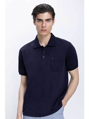 commander ανδρική μπλούζα πόλο μονόχρωμη regular fit  σε προσφορά