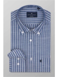 oxford company ανδρικό sport πουκάμισο button down ριγέ regular fit - f123-bz10.01 σκούρο μπλε