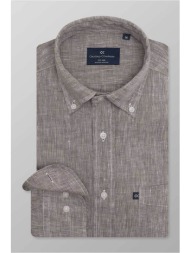 oxford company ανδρικό sport πουκάμισο button down μονόχρωμο regular fit - l214-bz10.06 γκρι
