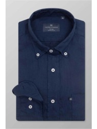 oxford company ανδρικό sport πουκάμισο button down μονόχρωμο regular fit - l214-bz10.07 μπλε σκούρο