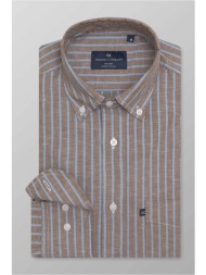 oxford company ανδρικό sport πουκάμισο button down ριγέ regular fit - l120-bz10.01 καφέ
