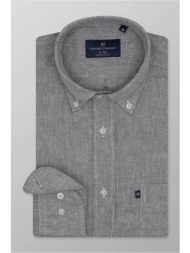 oxford company ανδρικό sport πουκάμισο button down μονόχρωμο regular fit - l210-bz10.03 γκρι