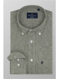 oxford company ανδρικό sport πουκάμισο button down μονόχρωμο regular fit - l210-bz10.04 λαδί