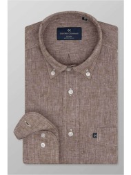 oxford company ανδρικό sport πουκάμισο button down μονόχρωμο regular fit - l210-bz10.06 καφέ ανοιχτό