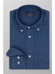 oxford company ανδρικό sport πουκάμισο button down μονόχρωμο regular fit - l210-bz10.07 μπλε