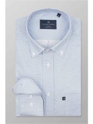 oxford company ανδρικό sport πουκάμισο button down με all-over print regular fit - m162-bz10.01 γαλά