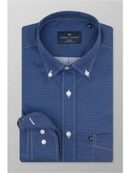 oxford company ανδρικό sport πουκάμισο button down με all-over print regular fit - m162-bz10.02 σκού