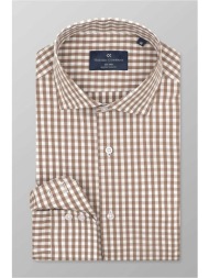 oxford company ανδρικό sport πουκάμισο καρό slim fit `romeo` - m137-rz21.03 καφέ ανοιχτό