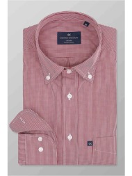 oxford company ανδρικό sport πουκάμισο button down ριγέ regular fit - m137-by10.01 κόκκινο
