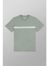 oxford company ανδρικό t-shirt μονόχρωμο με λογότυπο regular fit - k502-mz20.04 λαδί