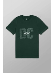 oxford company ανδρικό t-shirt μονόχρωμο με λογότυπο και print regular fit - k503-mz20.09 πράσινο σκ