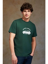 oxford company ανδρικό t-shirt μονόχρωμο με λογότυπο και print regular fit - k505-mz20.09 πράσινο σκ