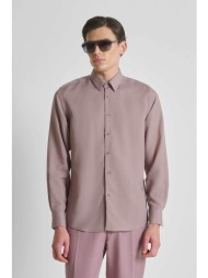 antony morato ανδρικό πουκάμισο μονόχρωμο regular fit `νapoli` - sl00799fa400094 σάπιο μήλο