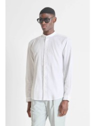 antony morato ανδρικό πουκάμισο μάο μονόχρωμο regular fit `toledo` - sl00801fa401074 λευκό