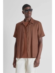 antony morato ανδρικό πουκάμισο μονόχρωμο regular fit `honolulu` - ss00206fa400099 κεραμιδί