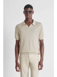 antony morato ανδρική μπλούζα πόλο με μετάξι slim fit - sw01608ya200091 μπεζ