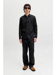 jack & jones ανδρικό λινό παντελόνι chino loose fit - 12253120 μαύρο