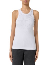 emme by marella γυναικείο τοπ αμάνικο με στρας `emmubicato` - 2615941012200 λευκό