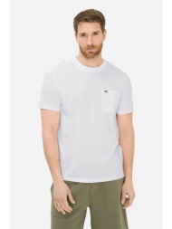 camel active ανδρικό t-shirt με τσέπη και κεντημένο monogram regular fit - c261-409700-7t28 λευκό
