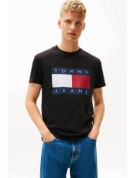 tommy jeans ανδρικό t-shirt με λογότυπο regular fit - dm0dm22645 μαύρο