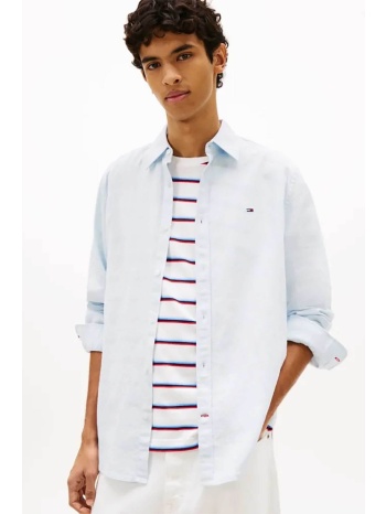tommy jeans ανδρικό πουκάμισο με λινό με λογότυπο regular σε προσφορά