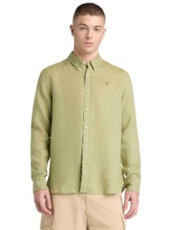 timberland ανδρικό λινό πουκάμισο button down με κεντημένο tree logo slim fit `mill brook` - tb0a2dc