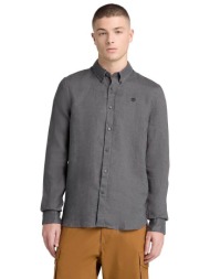 timberland ανδρικό λινό πουκάμισο button down με κεντημένο tree logo slim fit `mill brook` - tb0a2dc