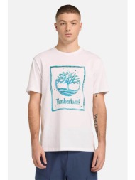 timberland ανδρικό t-shirt με λογότυπο regular fit `water stack logo` - tb0a5mv41001 λευκό