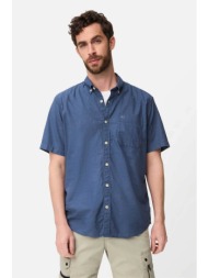 camel active ανδρικό κοντομάνικο πουκάμισο button down με τσέπη και κεντημένο monogram regular fit -